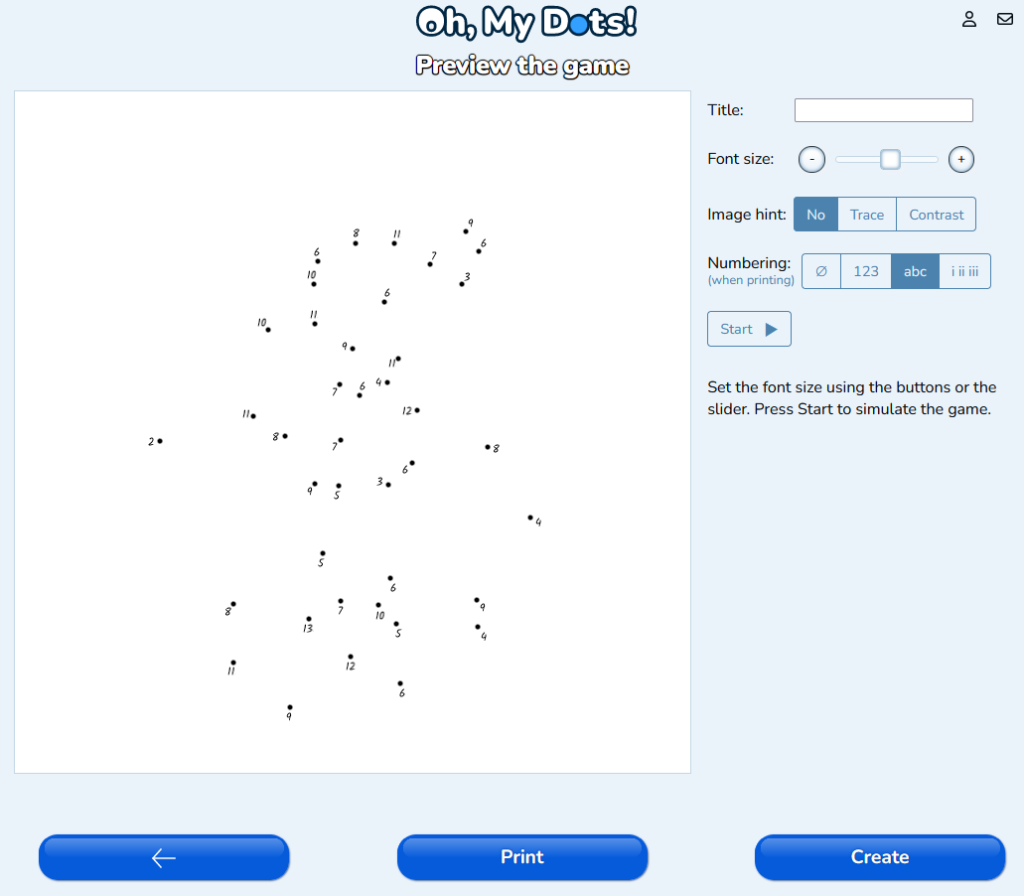 Connect the dots game creator