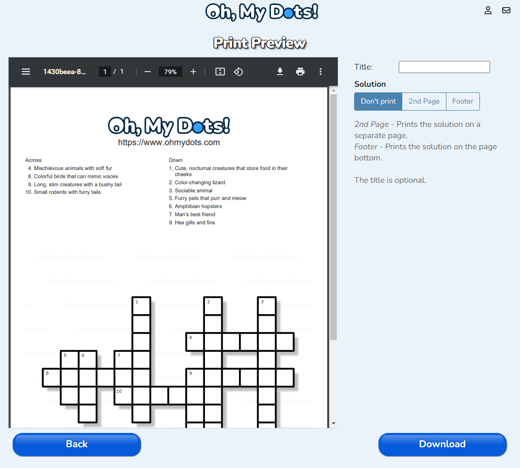 Como gerar um jogo de palavras cruzadas gratuito com a ajuda da  inteligência artificial : Oh My Dots!