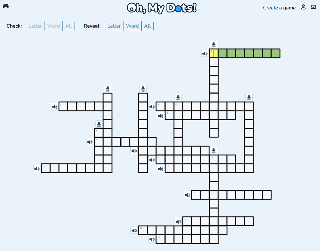 Playing the free audio crossword generator