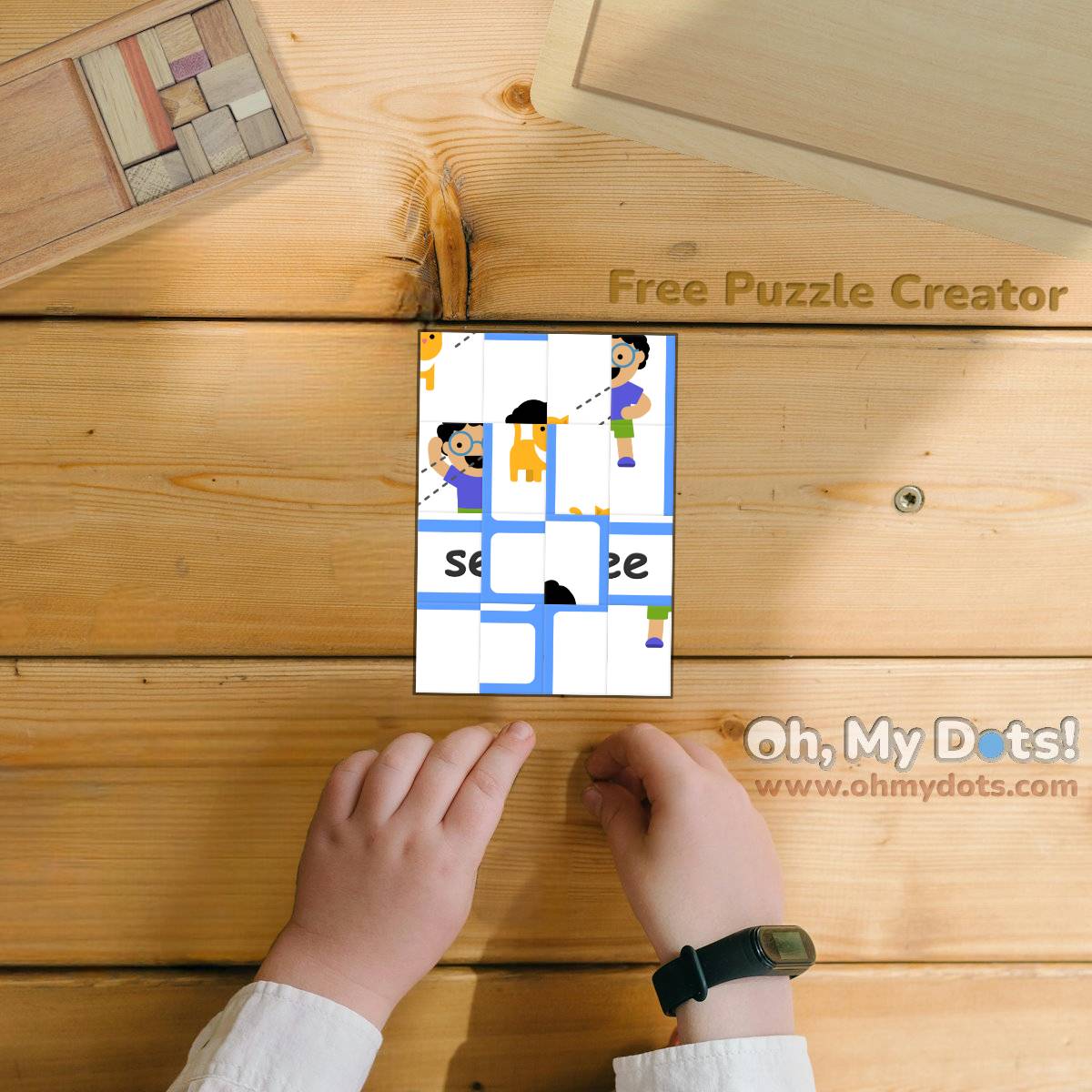 Play or print the free SEE MINI KIDS Picture Puzzle game | Oh My Dots!
