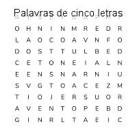 Juega o imprime gratis al juego de Sopa de letras Palavras de cinco ...