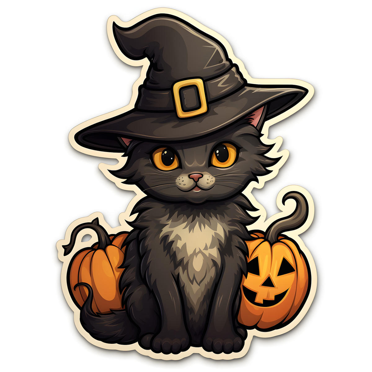 PSX Black Coven of Witches Celebrating Hats Pumpkin Cat Broom